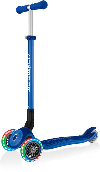 Globber Mini Scooter | Primo Foldable Plus Lights | Blue - Funwheel