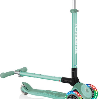 Globber Mini Scooter | Primo Foldable Plus Lights | Mint - Funwheel