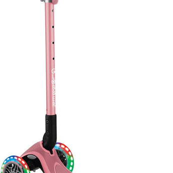 Globber Mini Scooter | Primo Foldable Plus Lights | Pastel Pink - Funwheel