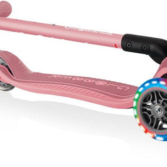 Globber Mini Scooter | Primo Foldable Plus Lights | Pastel Pink - Funwheel