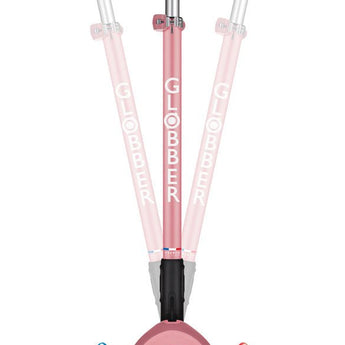 Globber Mini Scooter | Primo Foldable Plus Lights | Pastel Pink - Funwheel