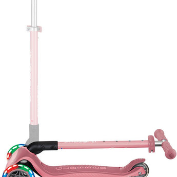 Globber Mini Scooter | Primo Foldable Plus Lights | Pastel Pink - Funwheel