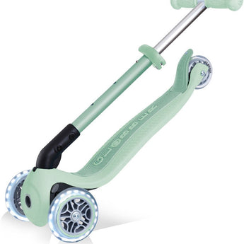 Globber Mini Scooter | JUNIOR Foldable Lights Eco | Pistachio - Funwheel