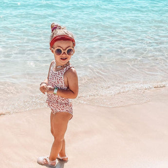 Old Pink Leopard Girls Bathing Suit 17