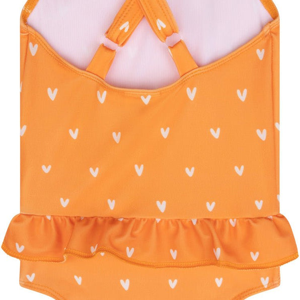 Orange Hearts Girls Bathing Suit 1