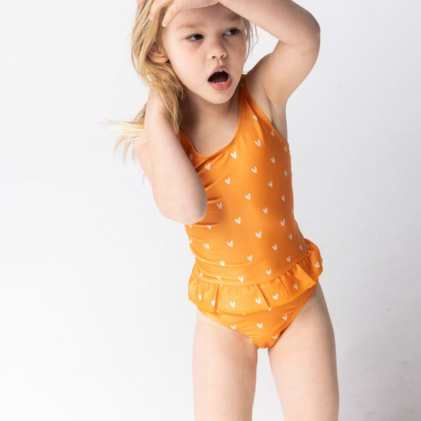 Orange Hearts Girls Bathing Suit 23