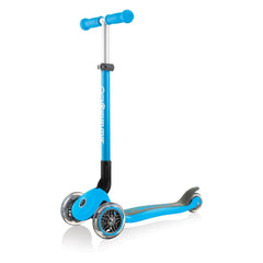 Globber Mini Scooter | Primo Foldable | Anodized T-Bar | Sky Blue