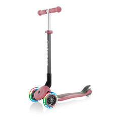 Globber Mini Scooter | Primo Foldable Lights | Anodized T-Bar | Pastel pink