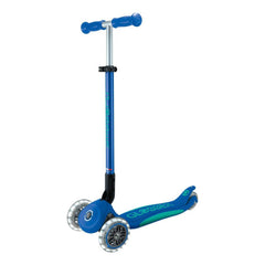 Globber Mini Scooter | Primo Foldable Plus Lights | Navy Blue - Emerald Green
