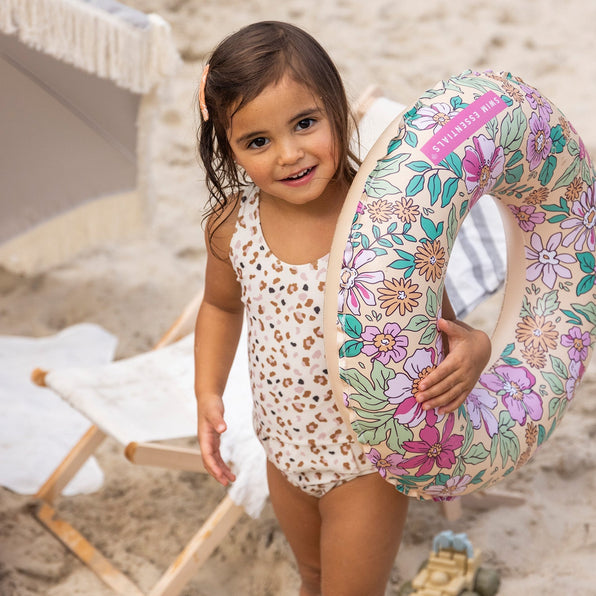 Swim Essentials | Swimsuit girls 134/140 | Khaki Leopard